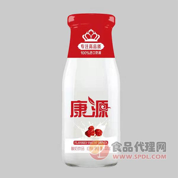 康源红枣味玻璃瓶酸奶320g