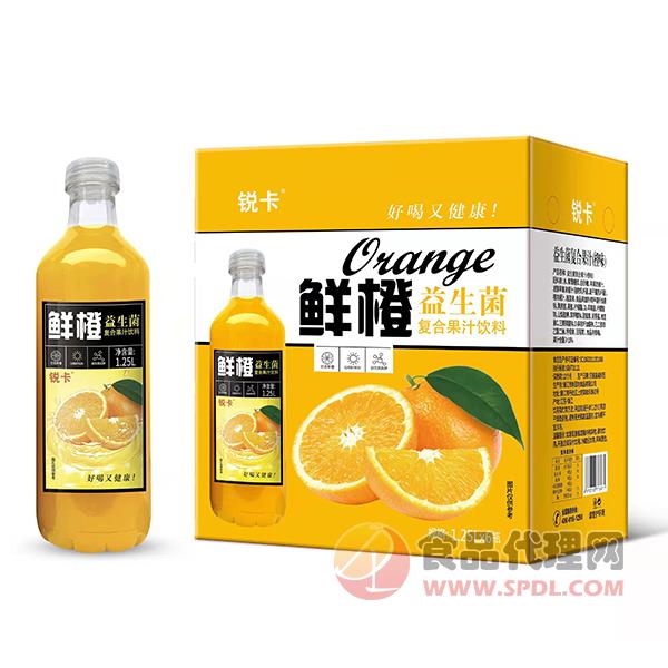 锐卡益生菌复合鲜橙汁1.25Lx6瓶