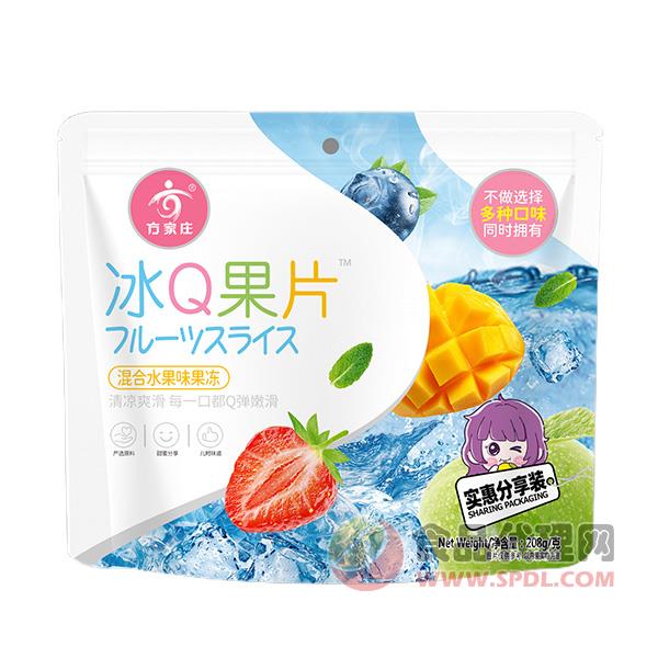 方家庄冰Q果片混合水果味果冻208g