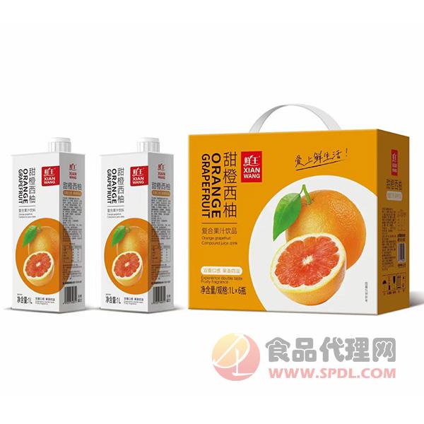 鲜王甜橙西柚汁1Lx6瓶
