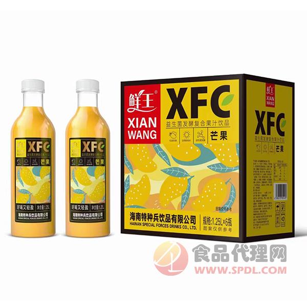 鲜王益生菌发酵芒果汁1.25Lx6瓶
