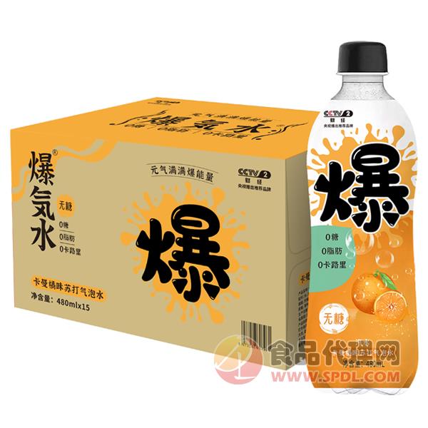 爆汽水卡曼橘味苏打气泡水480ml