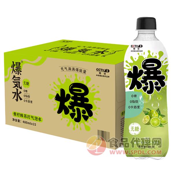 爆汽水青柠味苏打气泡水480ml