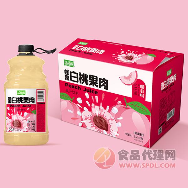 益和源蜂蜜白桃果肉果汁饮料2.5Lx6瓶