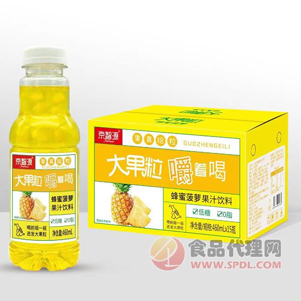 京智源大果粒蜂蜜菠萝果汁460mlx15瓶