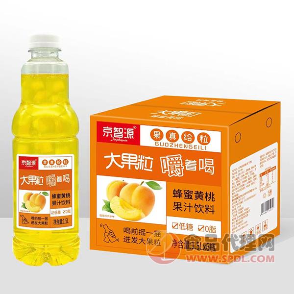 京智源大果粒蜂蜜黄桃果汁1.5Lx6瓶