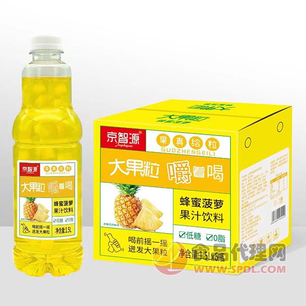 京智源大果粒蜂蜜菠萝果汁1.5Lx6瓶