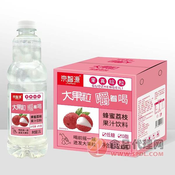 京智源大果粒蜂蜜荔枝果汁1.5Lx6瓶