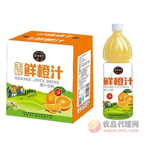 甄典果园生榨鲜橙汁盒装1.5Lx6瓶