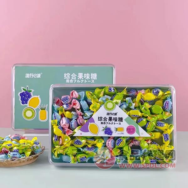 流行e派综合果味糖扁盒120g
