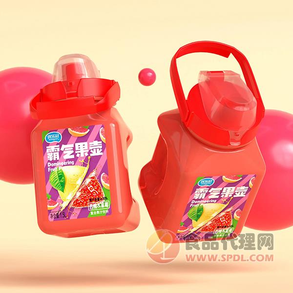 优乐冠霸气果壶西柚草莓复合果汁饮料1.5L
