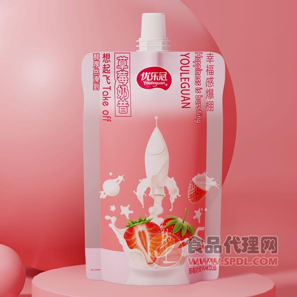 优乐冠草莓奶昔饮品自立袋300ml