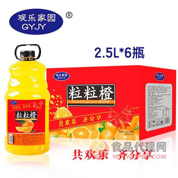 观乐家园粒粒橙果汁饮料2.5L×6桶