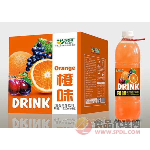 昊雨橙味复合果汁饮料1520mlX6瓶