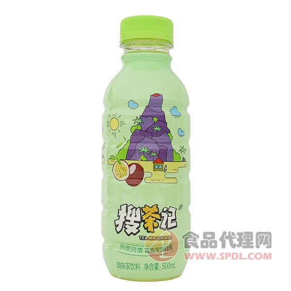 搜茶记热带风情百香果味绿茶500ml