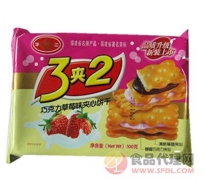 华江 3+2夹心饼干草莓味