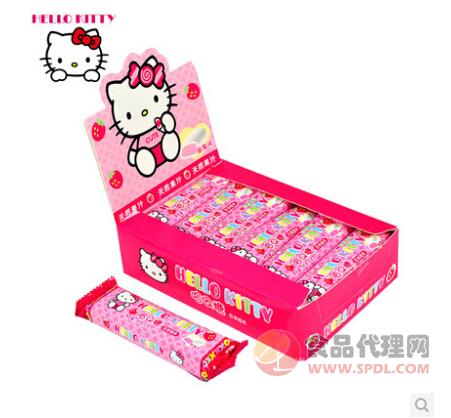 hello kitty糖果 草莓味哈Q糖45g1*2条/盒 儿童小食品代理招商
