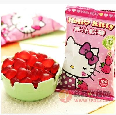 儿童小零食Hello Kitty水果糖果 草莓味qq果汁软糖25克 批发