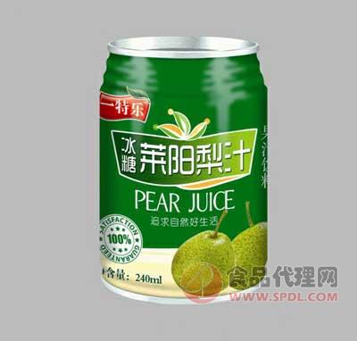 一特乐冰糖莱阳梨汁罐装240ml