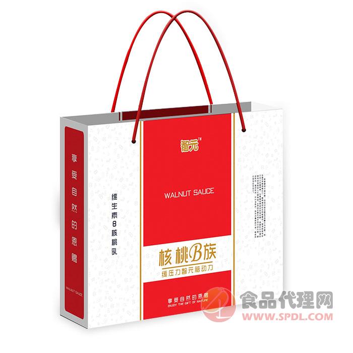 智元B族核桃乳红色苗砖250ML×12礼盒袋