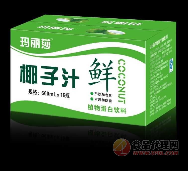 玛丽莎鲜榨椰子汁植物蛋白饮料箱装600ml