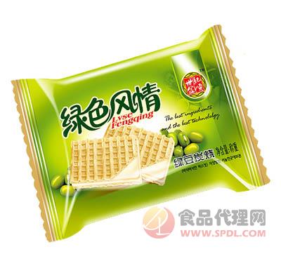 金顺来绿豆碳烧威化饼干称重