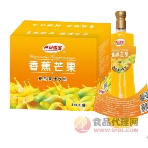 兴安雪莲香蕉芒果复合果汁饮料1LX8瓶
