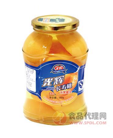 光辉长寿桃水果罐头580g