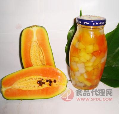 中王阳光木瓜罐头瓶装