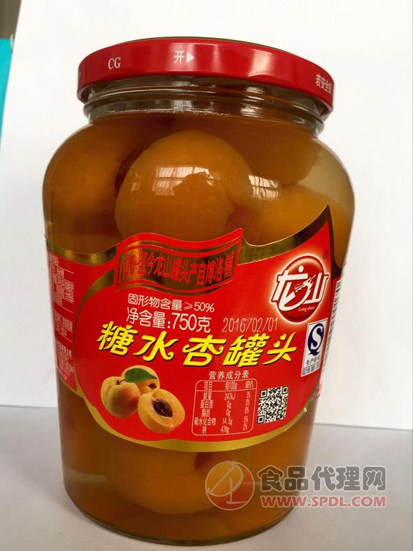 龙山糖水杏罐头750g/罐