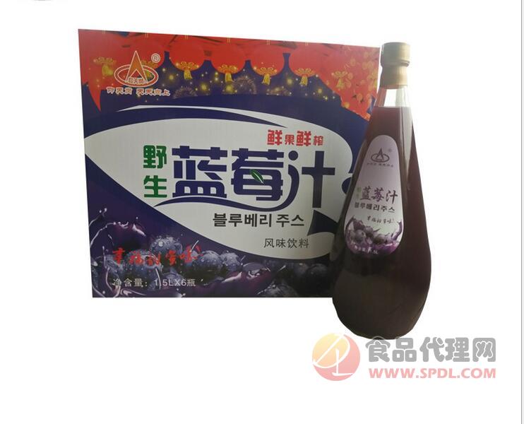 力生蓝莓汁风味饮料1.5L×6瓶/箱