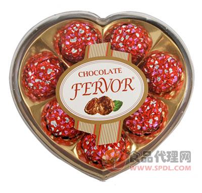代可可脂金莎巧克力心型礼盒红色