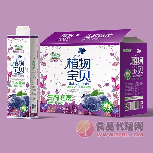 绿岛椰花香植物宝贝生榨蓝莓汁饮料1Lx6瓶