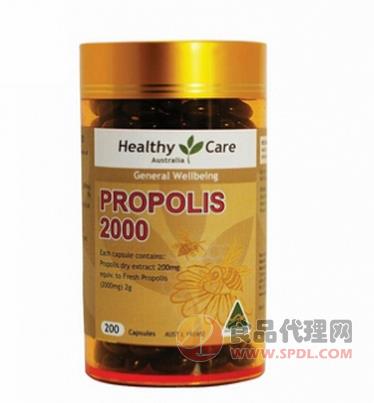 澳洲Healthy Care Propolis 蜂胶软胶囊2000mg 200粒