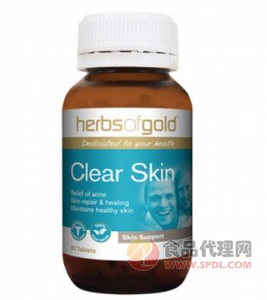 澳洲Herbs of Gold Clear Skin皮肤清洁修复片祛痘片60粒