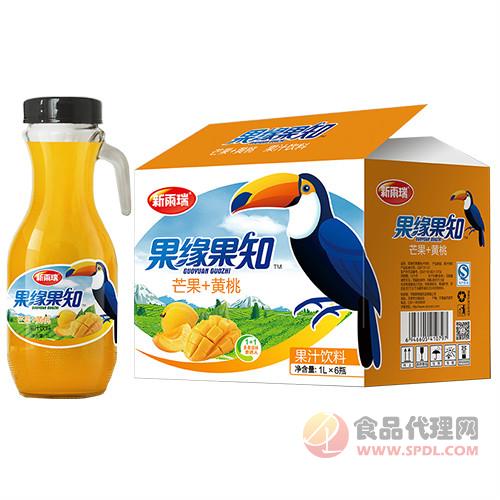 新雨瑞果缘果知芒果黄桃果汁饮料芒果黄桃汁饮料1Lx6瓶