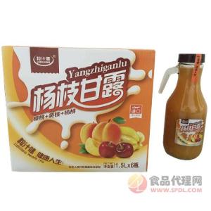 粒汁健杨枝甘露樱桃黄桃杨桃果汁饮品1.5Lx6瓶