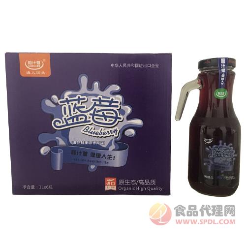 粒汁健蓝莓汁蓝莓果汁饮料1Lx6瓶