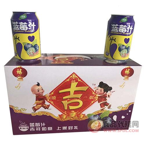 椰庭蓝莓汁风味饮料蓝莓汁乳饮品礼盒箱装310mlx12瓶/箱