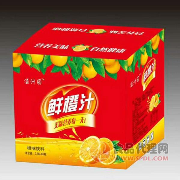 溢汁园鲜橙汁橙味饮料2.58LX6