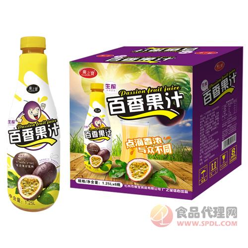 廣之寶百香果汁饮品复合果汁饮料百香果汁饮品复合果汁饮料1.25Lx6瓶