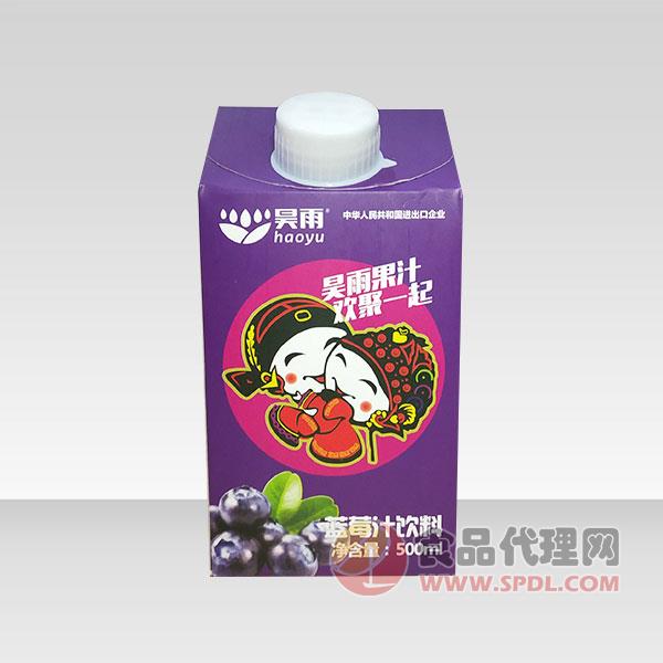 昊雨蓝莓汁饮料屋顶盒500ml