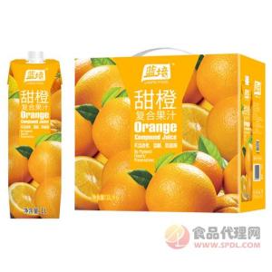 蓝培甜橙复合果汁饮料1Lx6盒