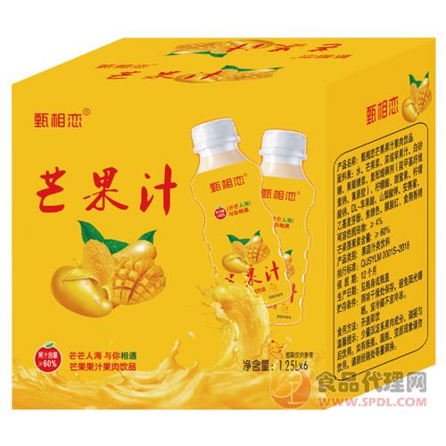 甄相恋芒果汁果肉饮品1.25Lx6瓶