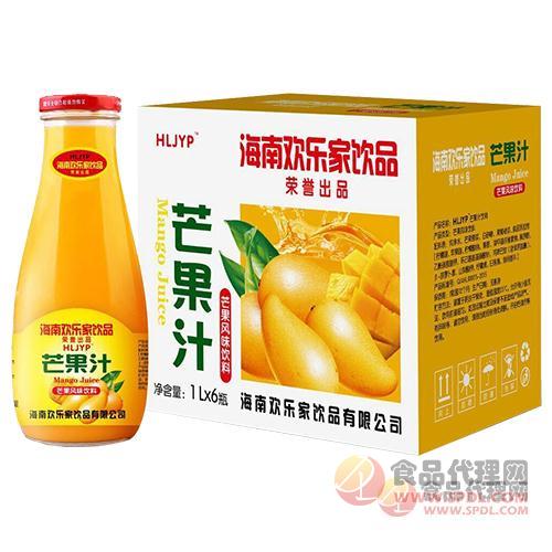 HLJYP欢乐家芒果汁芒果风味饮料1Lx6瓶