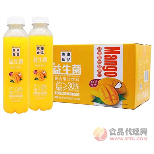 惠康食品益生菌复合芒果果汁饮料500mlx15瓶