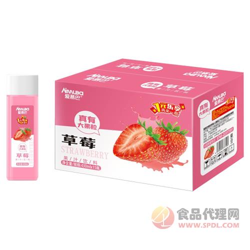 爱慕巴草莓果粒果汁饮料430mlx15瓶