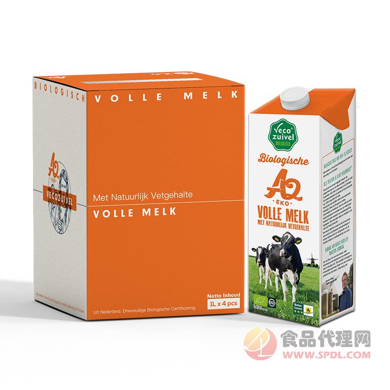 乐荷荷兰进口有机A2纯牛奶1Lx4盒装